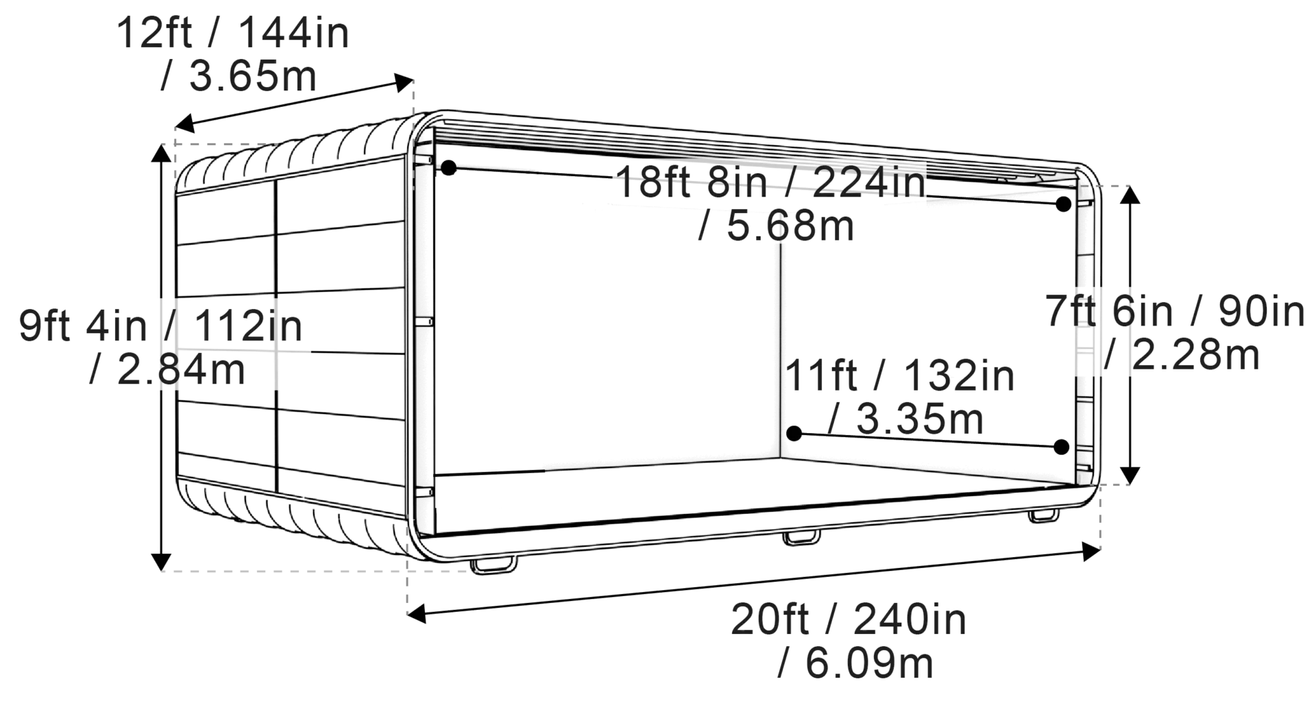 Technical drawing of Conference Pod