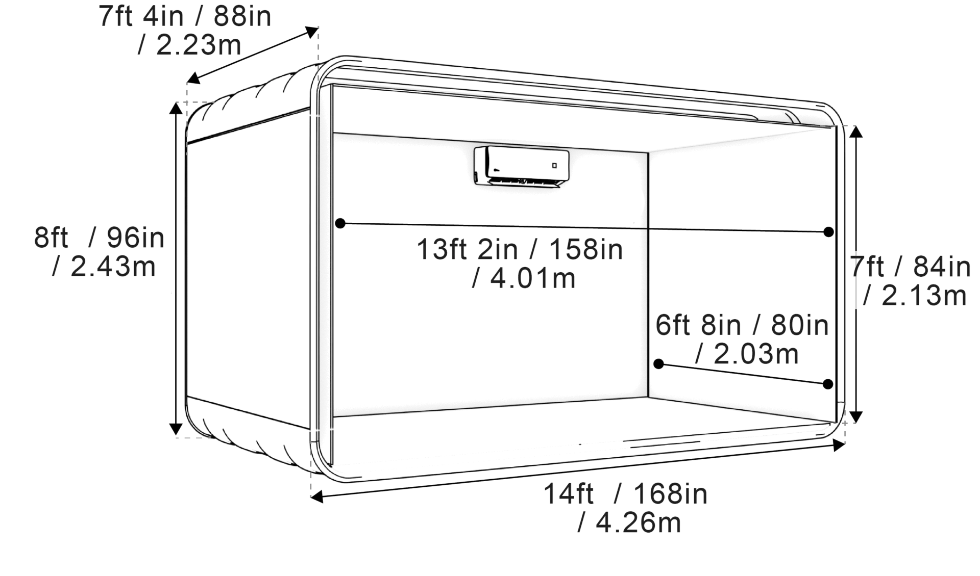 Technical drawing of Executive Cabin + Washroom